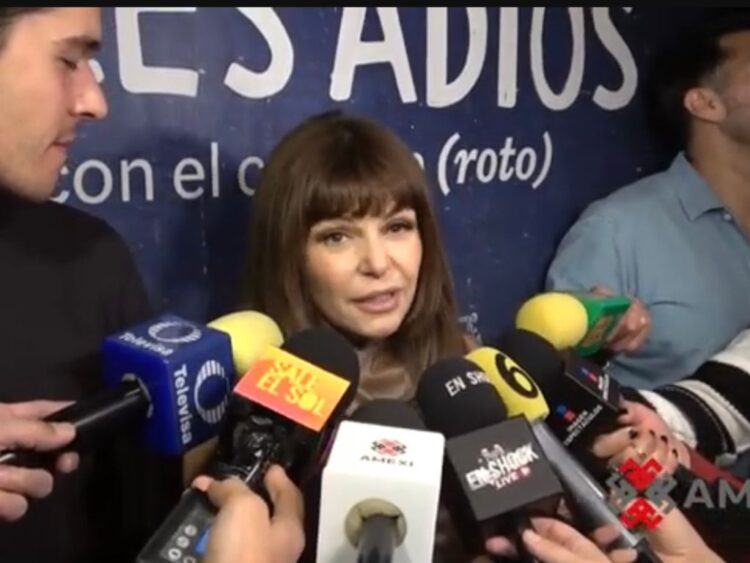 Itatí Cantoral y su hijo Eduardo Zucchi sonríen juntos durante un encuentro con medios tras anunciar su nuevo proyecto en televisión.