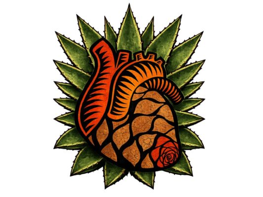 Obras de grabado, pintura y fotografía sobre la cultura del maguey exhibidas en la Galería Mezcalfest, en la colonia Roma Sur.