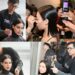 Modelos lucen peinados estructurados y brillantes con formas definidas que destacan el cabello como elemento central del look.