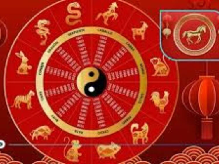 Decoraciones festivas del Año Nuevo Lunar con faroles rojos y símbolos de prosperidad que representan buenos deseos para el nuevo año.