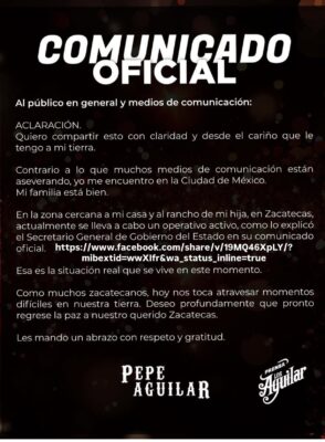 Pepe Aguilar desmiente agresiòn en su contra 