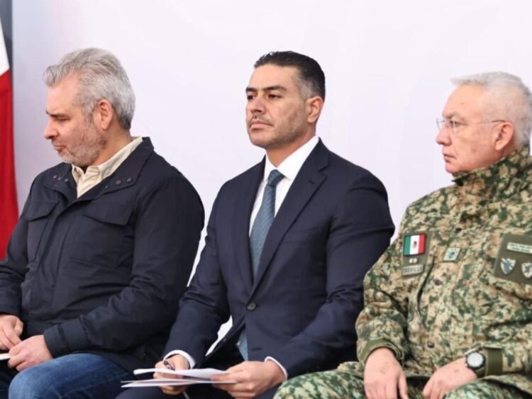 Caso Carlos Manzo. Omar García Harfuch en la conferencia matutina desde Morelia. 6 de febrero de 2025. AMEXI Foto Presidencia