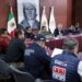 Autoridades de seguridad, protección civil, Guardia Nacional y el gobernador de Michoacán reunidos en sesión del Gabinete de Seguridad de Michoacán