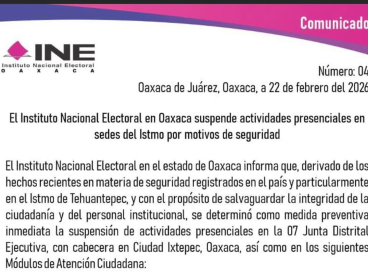 El INE en Oaxaca cierra módulos en la zona del Istmo de Tehuantepec, por seguridad