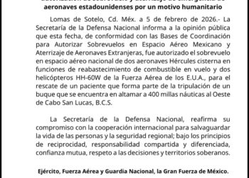 La Sedena autorizó el sobrevuelo en espacio aéreo nacional de dos aeronaves de Estados Unidos (EU) para rescate.