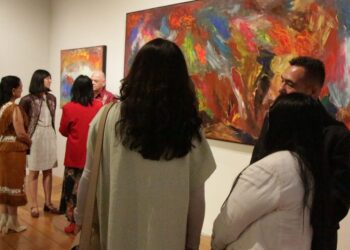 Obra de la exposición “Cartografías del color. Huellas de un territorio intangible” de Margarita Morales, presentada en el Museo de la Ciudad de México. | AMEXI/FOTO: cultura.cdmx.gob.mx