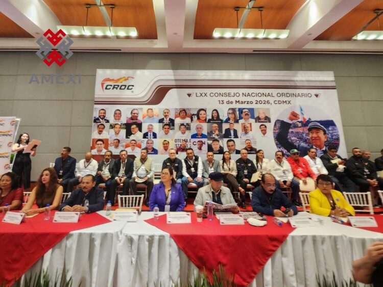 Marath Bolaños habló ante el LXX Consejo Nacional de la CROC en la Ciudad de México, presidido por Isaías González Cuevas, este 13 de marzo de 2026
