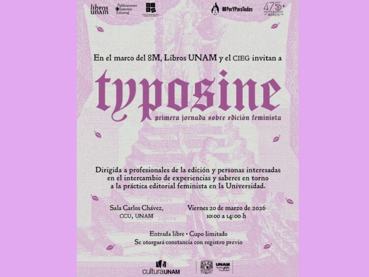 Participantes dialogan sobre edición feminista durante la jornada Typosine en la Sala Carlos Chávez del Centro Cultural Universitario.
