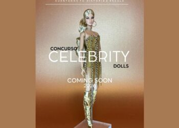 Diseño de alta costura en miniatura creado para el concurso Celebrity Dolls 2026, inspirado en uno de los cuatro elementos.