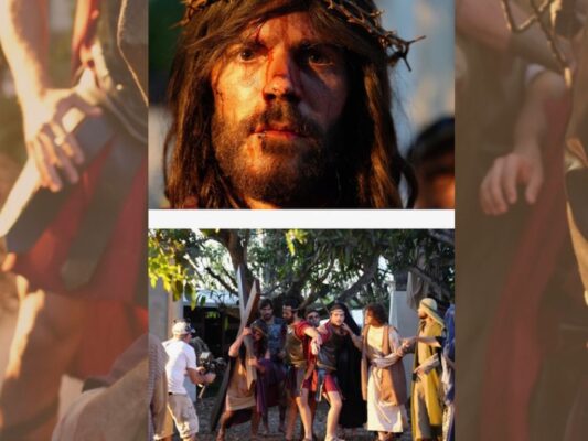 Marc Clotet caracterizado como Jesús durante el rodaje de la película “La Última Semana de Jesús”.