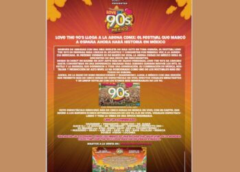 Público asiste al festival Love the 90s en la Arena Ciudad de México, con vestuarios coloridos y ambientación inspirada en los años noventa.