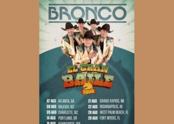 Bronco durante concierto en vivo con producción escénica moderna, como parte de su gira “El Gran Baile” 2026.