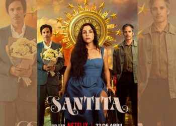 Paulina Dávila y Gael García Bernal en escena de la serie Santita, donde sus personajes enfrentan un reencuentro lleno de tensión emocional.