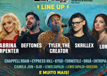 Escenario principal del Lollapalooza Brasil 2026 en el Autódromo de Interlagos durante una jornada con artistas internacionales y miles de asistentes.