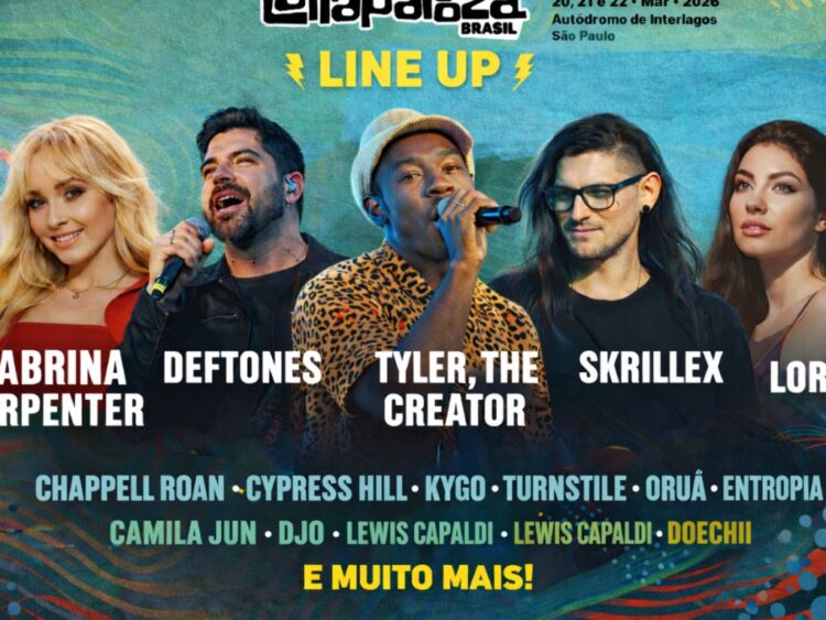 Escenario principal del Lollapalooza Brasil 2026 en el Autódromo de Interlagos durante una jornada con artistas internacionales y miles de asistentes.