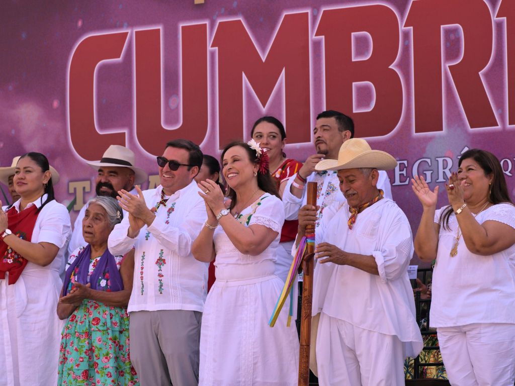 La gobernadora Rocío Nahle en la inauguración de la Cumbre. AMEXI Foto Ignacio Álvarez