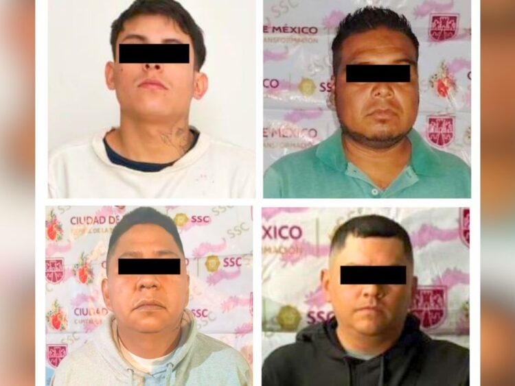 Cuatro presuntos extorsionadores detenidos en la CDMX.