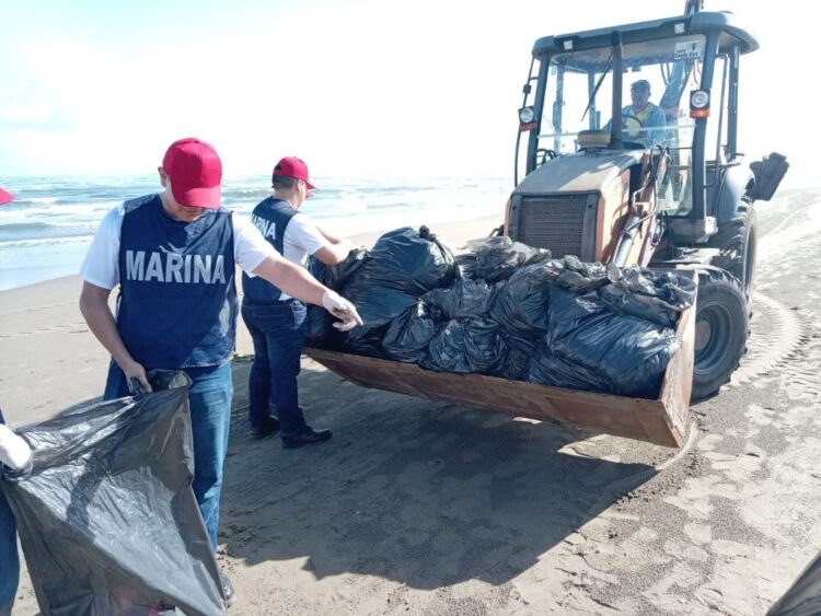 Marina recolecta 330 kilos de hidrocarburos en Alvarado Veracruz