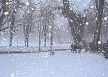 Paisaje con nieve en zona montañosa de México durante primavera, reflejando bajas temperaturas y clima inusual.