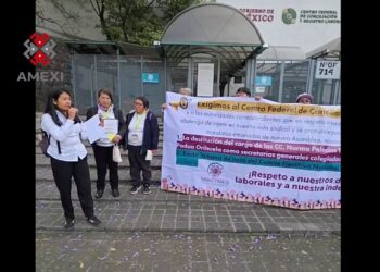 integrantes del SINACTRAHO en protesta en el CFCRL