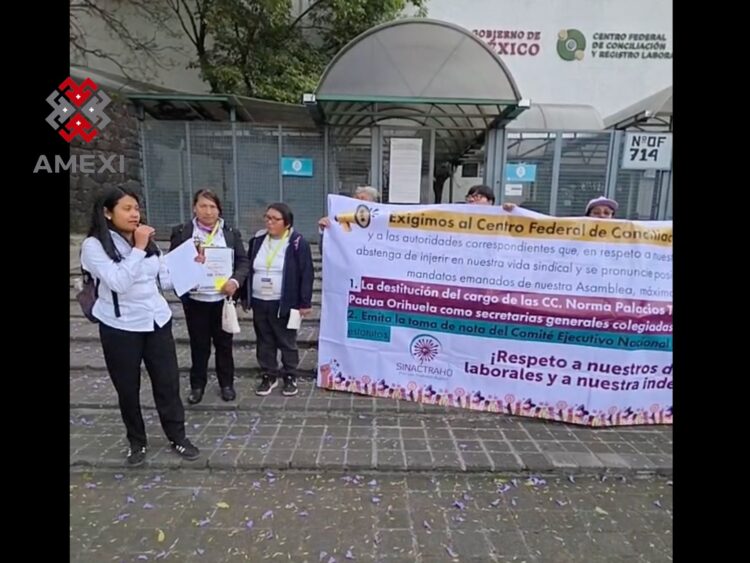 integrantes del SINACTRAHO en protesta en el CFCRL