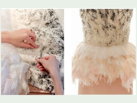 El diseño personalizado requirió 980 horas de trabajo y cuenta con 18.900 elementos bordados. | AMEXI/FOTO: Chanel