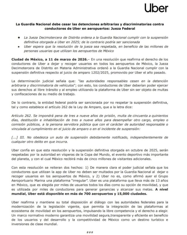 Protección judicial para conductores de la plataforma