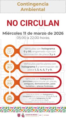 Mañana miércoles 11 de marzo no circulan.