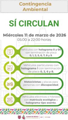 Mañana miércoles 11 de marzo si circulan.