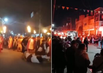 Actor que interpretaba a Jesús en Pasión de Cristo en Xonacatlán, Estado de México, sufre un accidente. AMEXI Fotos Captura de videos