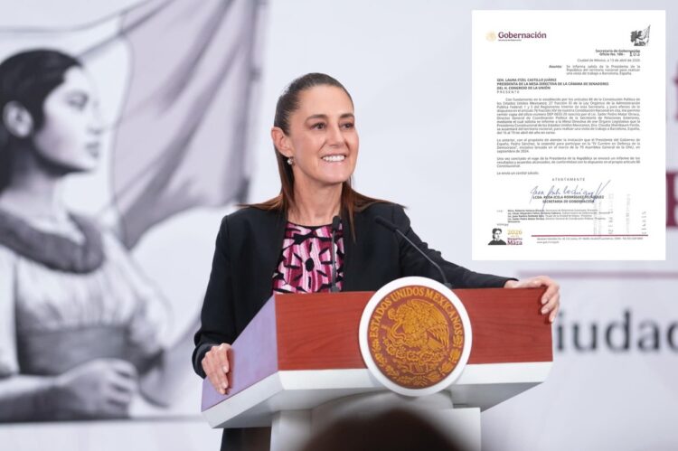 Senado recibe notificación de Sheinbaum sobre salida a Barcelona, España