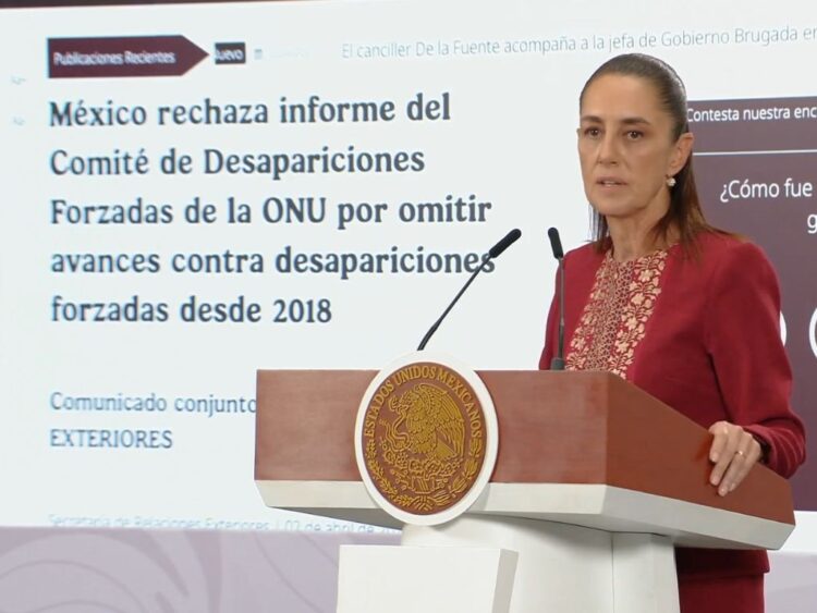 Claudia Sheinbaum rechaza informe de expertos de la ONU sobre desaparición forzada. AMEXI Foto captura de video