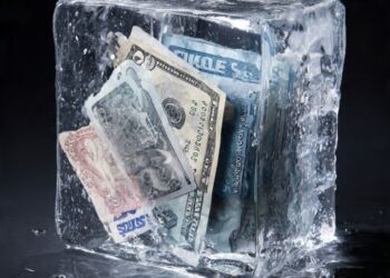 Dinero congelado. Cuentas bancarias congeladas. AMEXI foto creada con IA de Meta