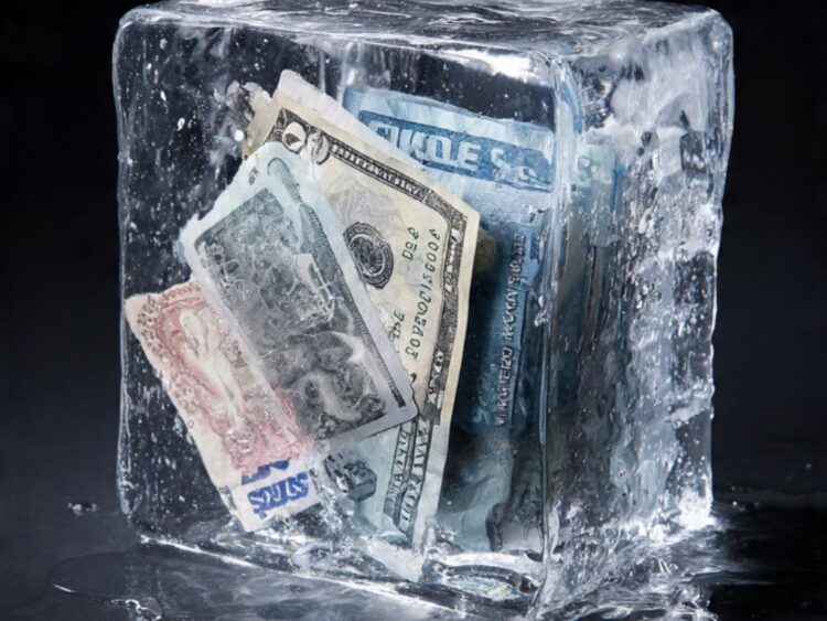 Dinero congelado. Cuentas bancarias congeladas. AMEXI foto creada con IA de Meta