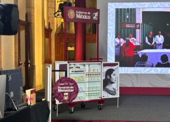 Servicio Universal de Salud. Farmacias del Bienestar. Eslabón en la cadena de simulaciones. /AMEXI /Foto: Especial