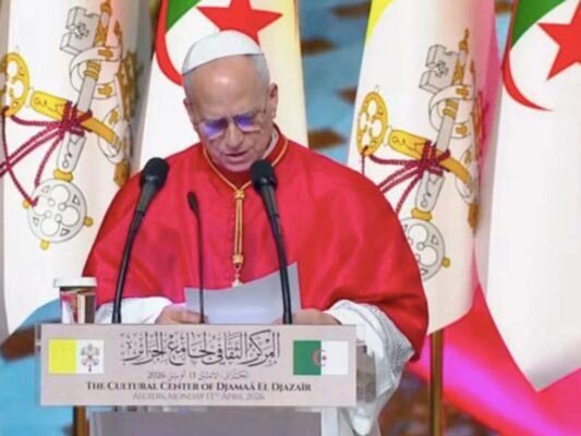 León XIV, en el Palacio de las Naciones