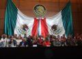 Representantes de 13 sindicatos de instituciones de educación, ciencia, tecnología y cultura en el foro “México como Potencia Científica y Tecnológica” en la Cámara de Diputados. AMEXI Foto Florentino López