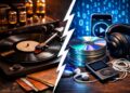 Disco de vinilo reproduciéndose en un tocadiscos, símbolo del resurgimiento del formato analógico frente al audio digital.
