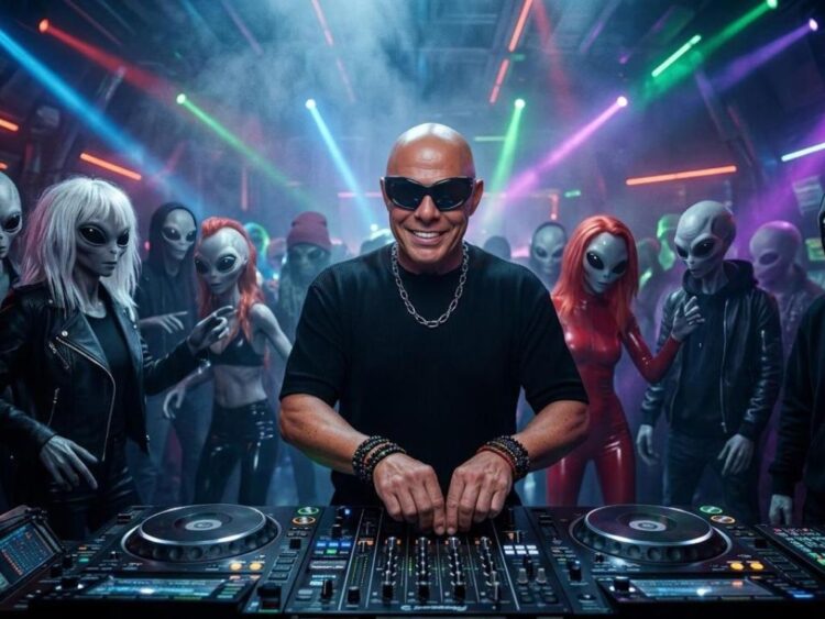 Jaime Maussan en un set de televisión durante la transmisión de su canal, enfocado en temas de ovnis y fenómenos paranormales.