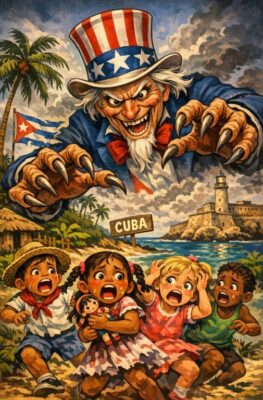 Tío Sam sobre Cuba. Imagen crada con IA Gemini