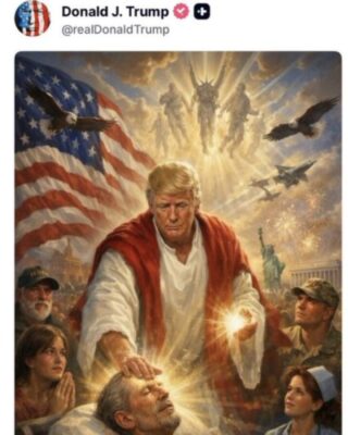 Donald Trump publicó su imagen simulando ser Jesús.