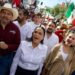 Ariadna Montiel y Andres Lopez Beltran en la marcha por la paz en Chihuahua. AMEXI Foto X Ariadna Montiel
