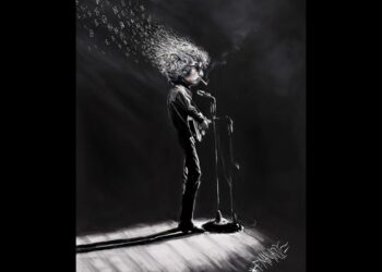 Bob Dylan con guitarra, portada. AMEXI Imagen Manjarrez