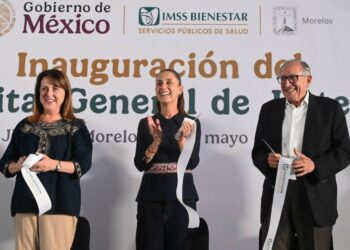 Servicio Universal de Salud Claudia Sheinbaun en la inauguracion del hospital general de Jiutepec, Morelos. AMEXI Foto Cortesia