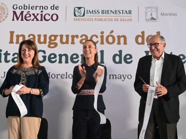 Servicio Universal de Salud Claudia Sheinbaun en la inauguracion del hospital general de Jiutepec, Morelos. AMEXI Foto Cortesia