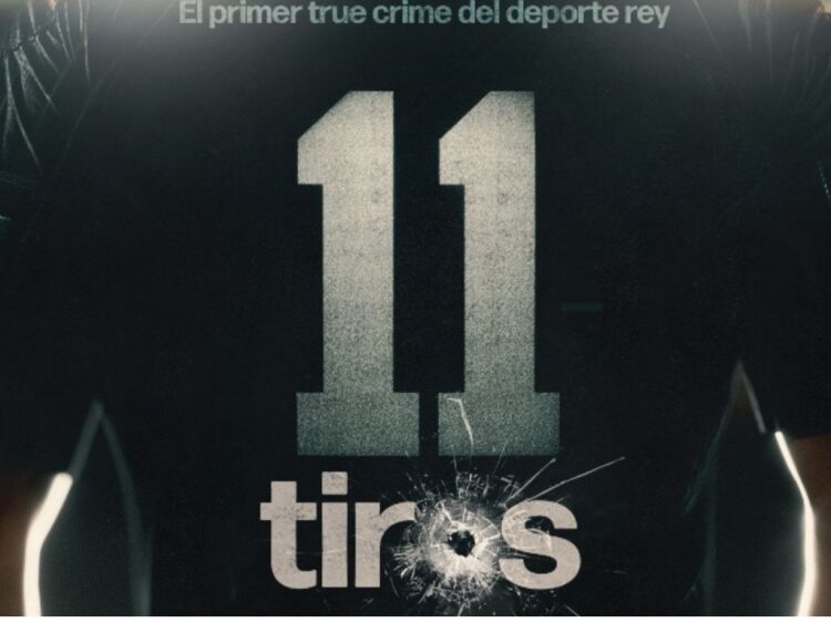 Imagen promocional de una producción televisiva sobre futbol que mezcla historias de crimen, violencia y rivalidades mundialistas con figuras históricas del deporte.