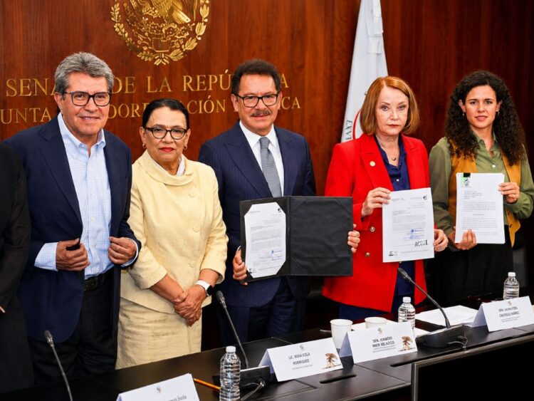 Entrega Segob a la Comisión Permanente del Congreso de la Unión la iniciativa de que propone aplazar la elección judicial para 2028. AMEXI/Foto: Senado de la República
