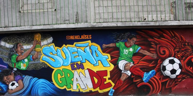 Los murales mundialistas pintados por jóvenes artistas urbanos en Neza, Edomex
