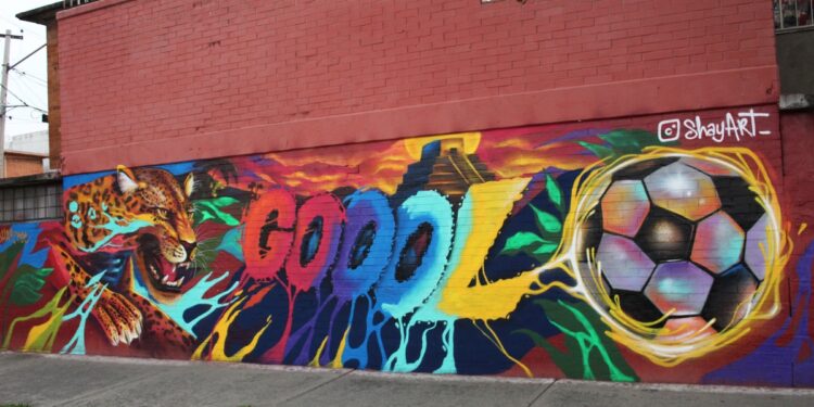 Los murales mundialistas pintados por jóvenes artistas urbanos en Neza, Edomex