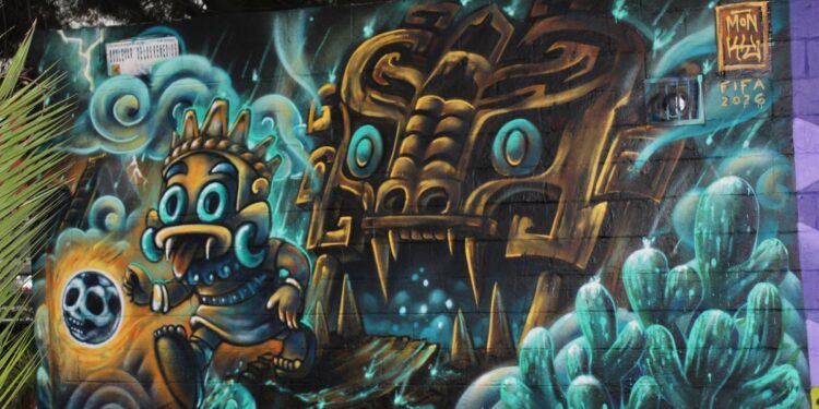 Los murales mundialistas pintados por jóvenes artistas urbanos en Neza, Edomex